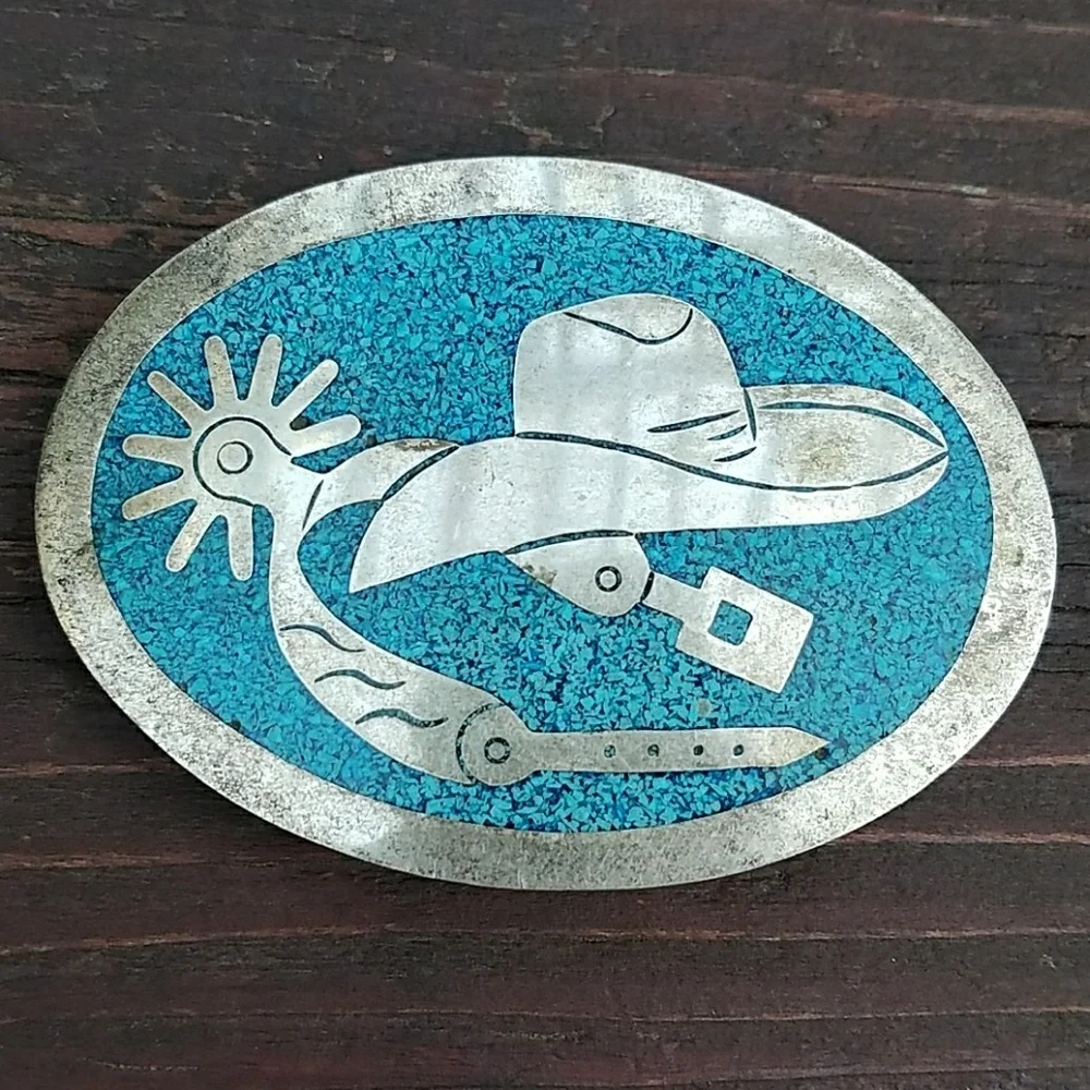 Vintage Cowboy Hat & Spurs Belt Buckle